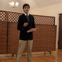 1/15/20 - Student Speaker Contest at the I.A.S.C - Topic: Homelessness in California: What is the Solution? - Student Michael Gray delivering his speach during the contest.