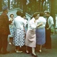 May 1961 - District 4C-4 Convention, Hoberg’s Resort, Lake County - L to R faces only: Estelle Bottarini, wife, wife, Frank Ferrera.