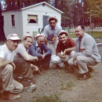 May 1961 - District 4C-4 Convention, Hoberg’s Resort, Lake County - L to R: member, Pete Bello, member, Charlie Bottarini (standing), Art Blum, and member.