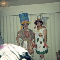 May 1968 - District 4C-4 Convention, Hoberg’s Resort, Lake County - Tail Twister Contest - Frank Ferrera, left, and Ron Faina backstage before the skit.