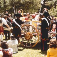 7/20/75 - Italian Festival, Children’s Fairyland, Oakland -  L to R carabinieri only: Marylin Squeri, Irene Tonelli, Bud Coletti, and Ray Squeri.