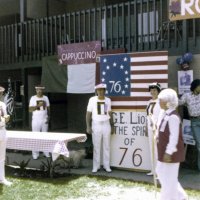 May 1976 - District 4-C4 Convention, El Rancho Tropicana, Santa Rosa - Left near Italian flag: Sam San Filippo; Charlie & Estelle Bottarini in front of 76 Flag.