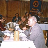 11/5/75 - District Governor Lee Shore’s Official Visitation, Granada Cafe, San Francisco - Front to back: left side: Galdo Pavini, and Jack Parodi; right side: Pat Martin, Fred Krahl, and Ray Squeri partial). Head table L to R: Aldo Lazarini, DDG; Lee Shore, DG (partial); Al Gentile, and Joe Farrah.