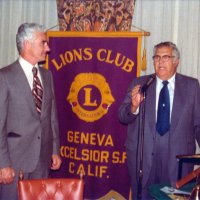 6/21/75 - Installation of Officers, Presidio Golf Club, San Francisco - L to R: Al Gentile, Incoming President, and Installing Officer PDG Joe Giuffre.
