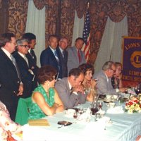 6/21/75 - Installation of Officers, Presidio Golf Club, San Francisco - L to R: seated: Emma Giuffre, Marcy & Charles Stuhr, Marjorie & Pat Martin, and Elva Buoncristiani; standing: Ervin Smith, Ozzie Buoncristiani, Ron Bankson, Frank Bulleri, member, and Frank Ferrera.