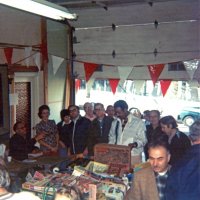 1/31 & 2/1/1976 - Rummage Sale, Pete Bello’s garage, Silver & Lisbon Streets - L to R: Ray Hagerman, Eva Bello, shopper, Jack Parodi, Pete Bello, Galdo Pavini, Charlie Bottarini, shopper, shopper,  Bill Tonelli, shopper,  shopper.