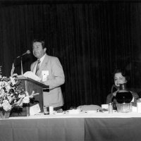 May 1982 - District 4-C4 Convention, El Rancho Tropicana, Santa Rosa - Joe Farrah, Deputy District Governor, giving his report, with wife Emily seated to his left.