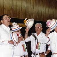 5/12/84 - District 4-C4 Convention, El Rancho Tropicana, Santa Rosa - Barber Shop Quartet - L to R: Handford Clews, Pete Bello, Sam San Filippo, and Ed Morey.