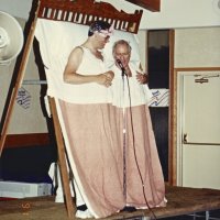 5/11/1991 - El Rancho Tropicana, Santa Rosa - Tail Twister Contest - Lyle Workman, left, and Giulio Francesconi.