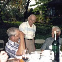 Fall 1991 - Kleinbach residence, Auburn - L to R: Pat Ferrera, Charlie Bottarini, Al Kleinbach, and Galdo Pavini.