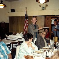 9/18/91 - Awards Night & Induction of Ben Speteri, Granada Cafe, San Francisco - Far left: Giulio Francesconi; near table: Handford Clews, Claire & Art (standing) Holl, and Ted Zagorewicz; head table: Lorraine & Mike Castagnetto.