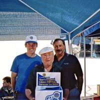 10/9/05 - 3rd Annual Excelsior Festival at the Persia/Mission/Ocean triangle - A guest Lion, with Lions Bob Lawhon and George Salet manning the booth at the festival.