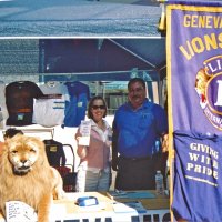 10/9/05 - 3rd Annual Excelsior Festival at the Persia/Mission/Ocean triangle - Lions Bre Martinez and George Salet ready to greet visitors to the booth and hand out a Lions brochure.