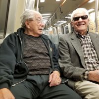 12/26/17 - on BART - Lions Joe Farrah and Al Gentile on their way to downtown San Francisco to have lunch with their daughters Terry and Roxanne at the Palace Hotel. Lion Joe reported he was slightly disappointed with the format of the lunch. Otherwise, everything was great.