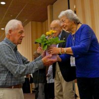 5/5/18 - District 4-C4 Convention, Redding - Lion Ward Donnelly accepting plant in honor of Lion May Wong from Lions George and Helen Habeeb.