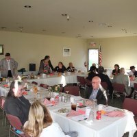 8/16/17 - 68th Installation of Officers, Sharp Park Restaurant, Pacifica - Nearest table, this side: guest, guest, Jackie Lowe; far side: Lion Bill Graziano. Head table: guest, Lion Sharon Eberhardt, Sylvia Pignati, Lion ZC Maryah Tucker, Lion PDG Don Stanaway. Far table, back to camera: Leona Wong with Lion Bob Fenech, Lion Ward Donnelly; far side: Lions Zenaida and Bob Lawhon.