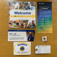 5-25-22 - Contents of the new member kit for our new Lion Iliana Escudero. Her new member badge and membership certificate are not shown.
