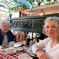 4-7-23 - O’ Sole Mio Restaurant, Millbrae - Joe and Terry Farrah at their favorite restaurant. The jukebox was playing old standards from the mid-twentieth century. They were looking forward to red wine and pasta.