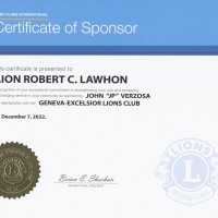 1-18-23 - Italian American Social Club, San Francisco - Certificate of Sponsor for Bob Lawhon for sponsoring John “JP” Verzosa as a member. Presented at the meeting on January 18th, 2023.
