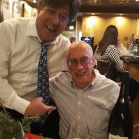 4-26-23 - Bill Graziano, seated, celebrating his 75th(?) birthday, which was on the 25th, with a friend.