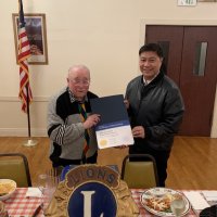 1-18-23 - Italian American Social Club, San Francisco - Bob Lawhon, left, and JP Verzosa proudly display JP’s newly presented membership certificate.