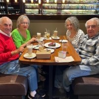 10-15-23 - Terry Farrah on Facebook - L to R: Fred & Bonnie Pardini; Terry & Joe Farrah; have lunch at Paul Martin’s American Grill, San Mateo.
