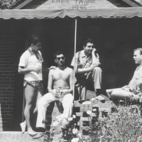 10-15-23 - Terry Farrah on Facebook - L to R: Fred Pardini, Ed Farrah, Joe Farrah, and Augie Mariucci at Lake Tahoe in 1955.