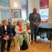 6-19-24 at regular meeting at the Italian American Social Club, San Francisco - Balboa Alumni Assoc. members, L to R, Marcia Parrott (F’63), Vickie Hackett (S’71), and Jorge Leiva (’89). Jorge Leiva Speaking on how the Association spends our donation and how he’s involved in the Association.
