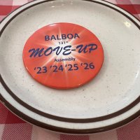 6-19-24 at regular meeting at the Italian American Social Club, San Francisco - The latest Move-Up Assembly button where new seniors “move up” to be a senior.