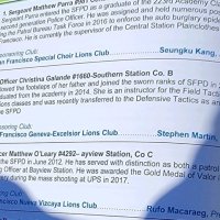 4-26-24 - by Steve Martin - SFCCLC 61st Annual Police, Firefighters, & Shreriffs Award Night, Dominic’s San Francisco - SF Police Officer Christina Galande’s bio in the program at the awards banquet.
