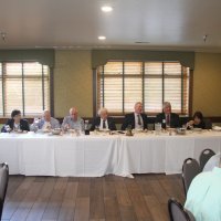 8-21-24 - 75th Installation of Officers, Basque Cultural Center, South San Francisco - L to R, head table: Zenaida & Bob Lawhon, Bill Graziano, Joe Farrah, Stephen Martin, and Mario & Rose Benavente.