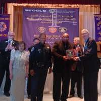 4-25-25 - San Francisco Coordinating Council of Lions Clubs, 62nd Annual Police, Firefighters, and Sheriffs Awards, Dominic’s San Francisco - Stephen Martin (on right) presenting an appreciation award with fellow Lions and Police Chief Bill Scott.