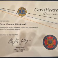 5-18-25 - District 4-C4 Convention, Redding - Certificate awarded to Sharon Eberhardt for her service as Zone Chairman.